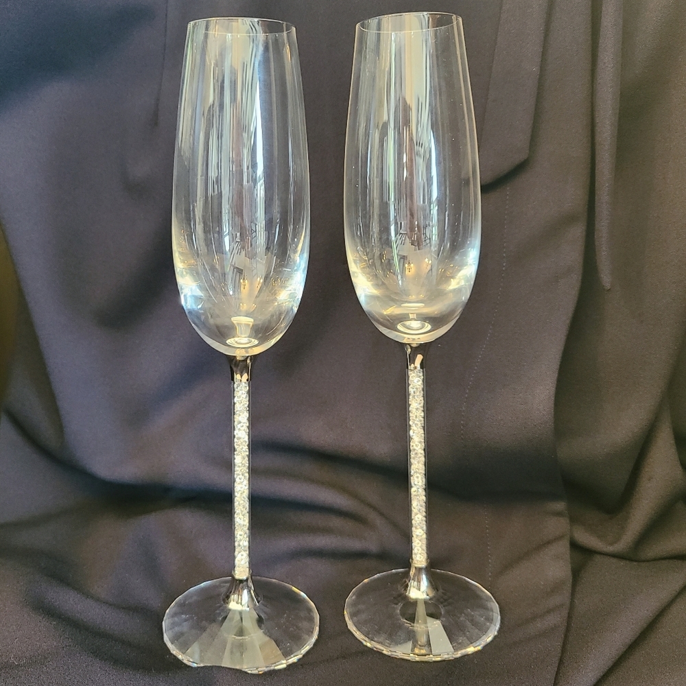 Swarvoski Crystal Champagne Toasting Flutes
